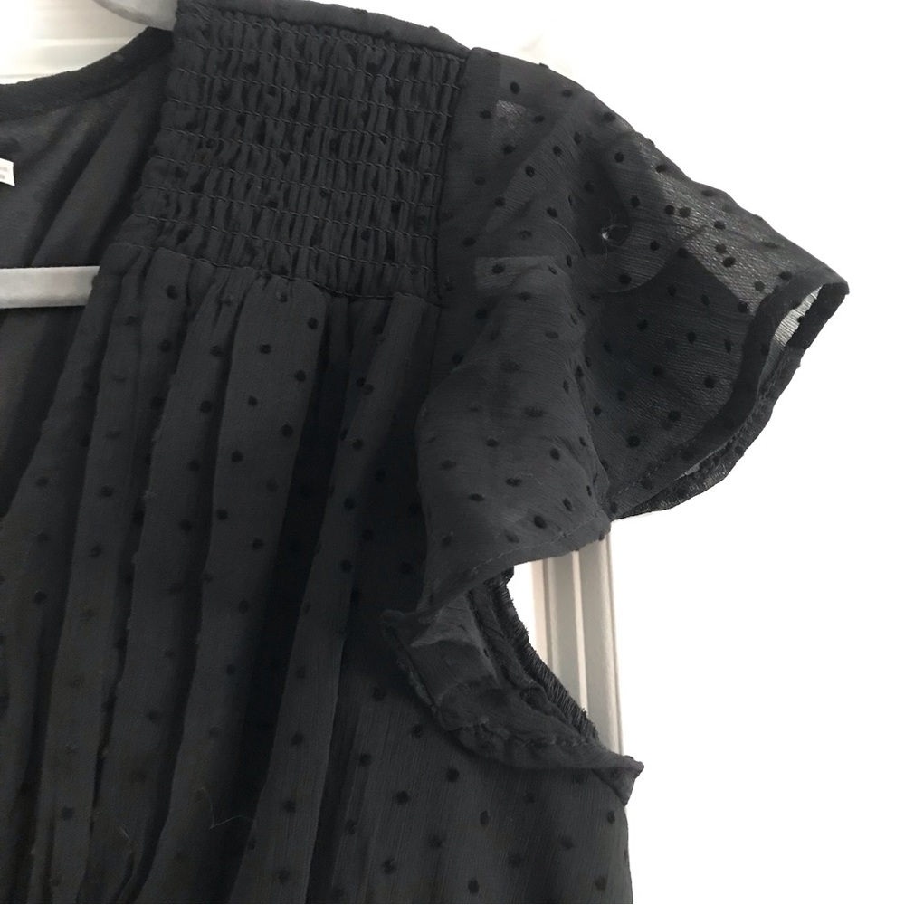 Francesca’s Mi Ami Swiss Dot Black Sheer Peplum Blouse - Picture 3 of 7